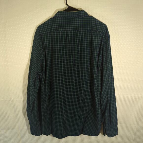 J.Crew XXLT Brushed Twill Shirt Mens Green Navy Plaid Classic Fit Long Sleeve - Picture 4 of 4
